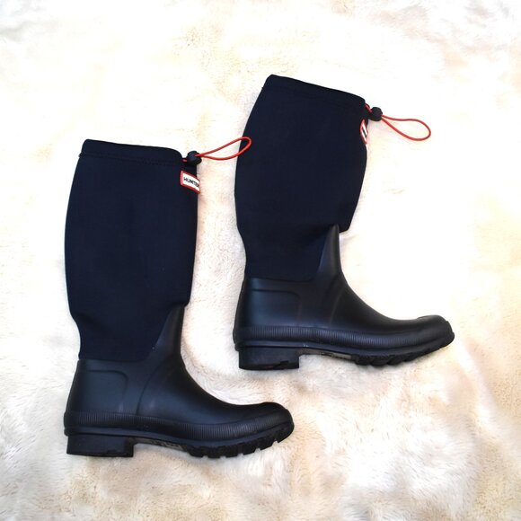 Hunter Navy Blue Neoprene Tour Rain Boots Women’s Size 7 Waterproof Winter - Picture 6 of 9